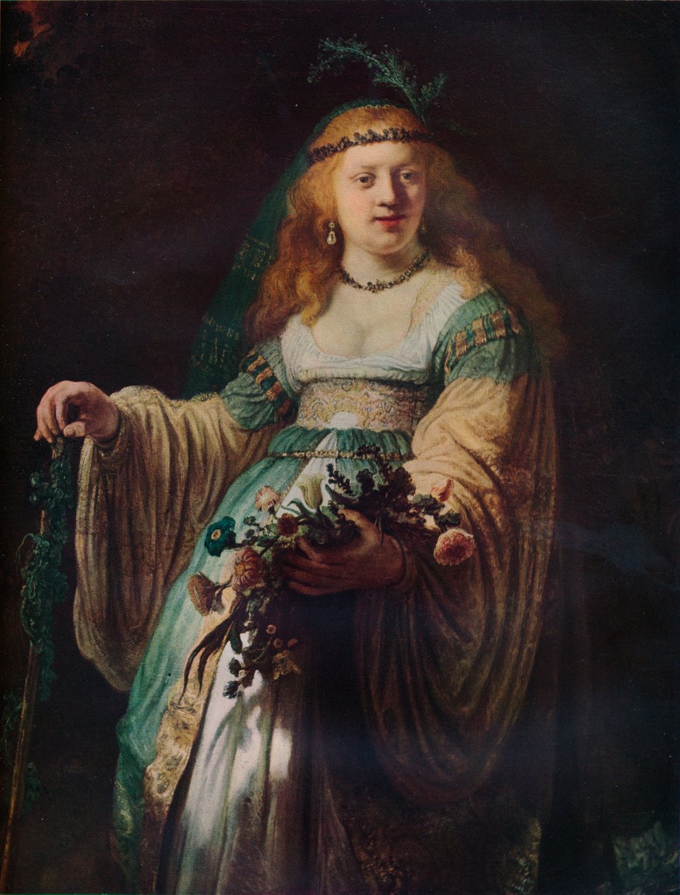 Saskia van Uylenburgh i arkadisk kostym, 1635 av Rembrandt van Rijn