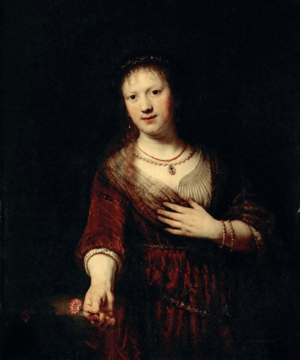 Saskia med den röda blomman, 1641. av Rembrandt van Rijn