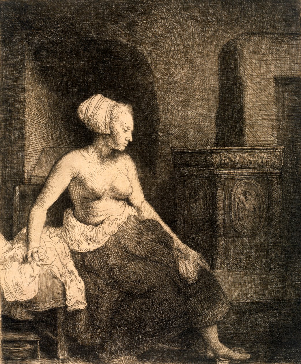Sittande kvinna naken, 1658 av Rembrandt van Rijn