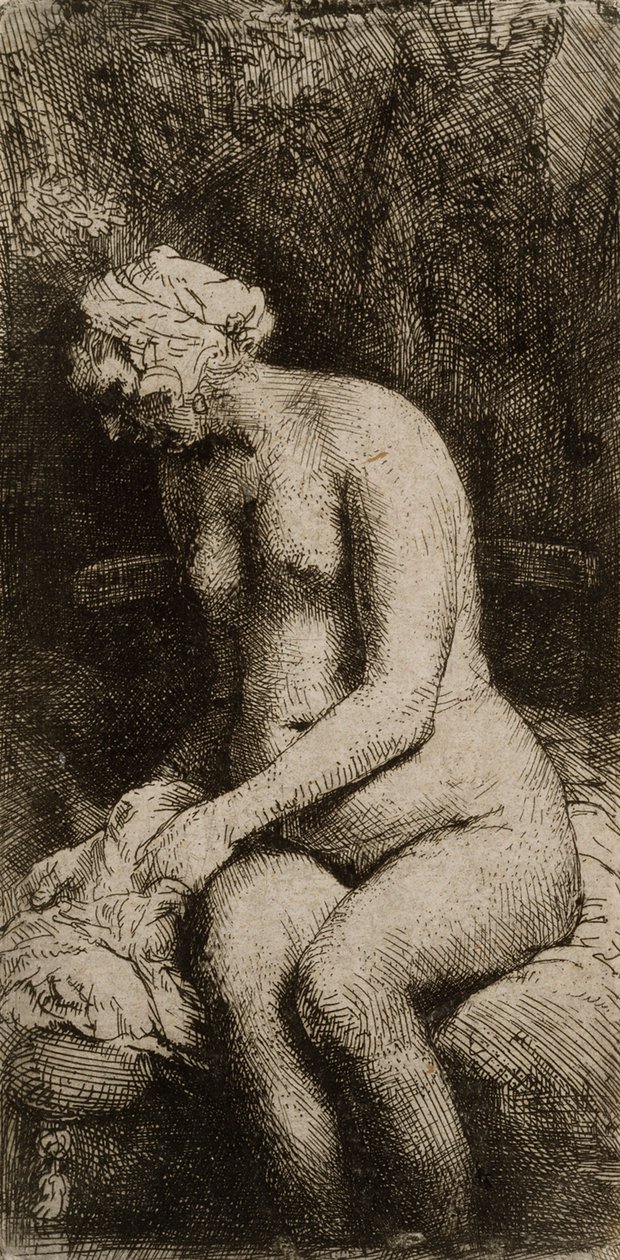 Sittande nakenmodell av Rembrandt van Rijn