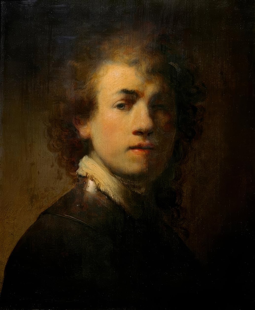 Självporträtt med nackberget av Rembrandt van Rijn