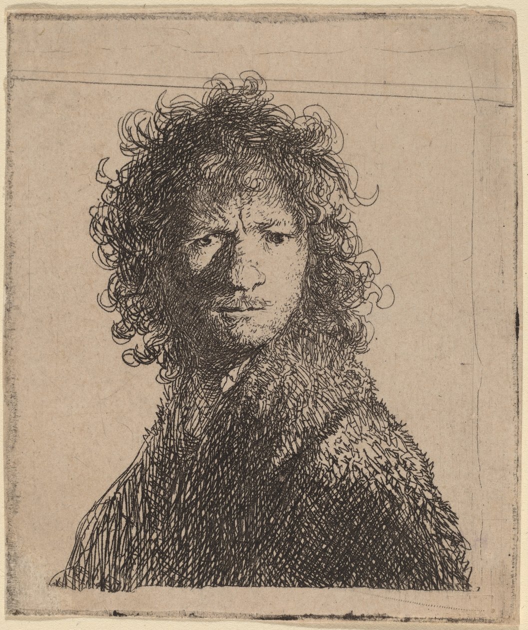 Självporträtt, rynkar pannan av Rembrandt van Rijn