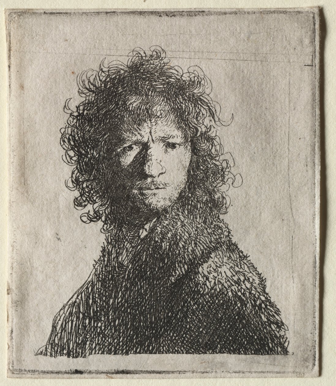 Självporträtt Frowning: Byst, 1630. av Rembrandt van Rijn
