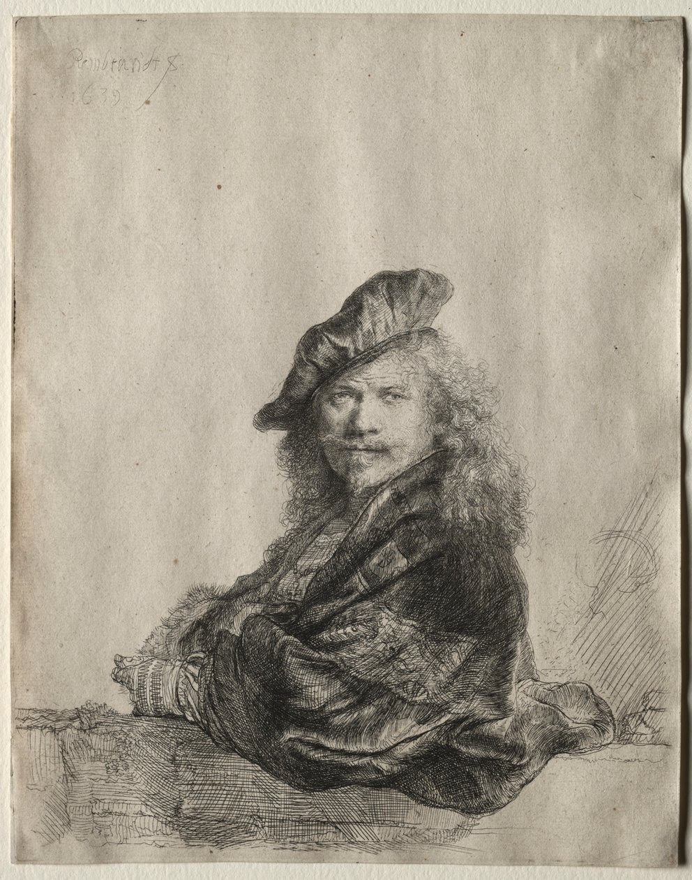 Självporträtt lutad på en stentröskel, 1639. av Rembrandt van Rijn
