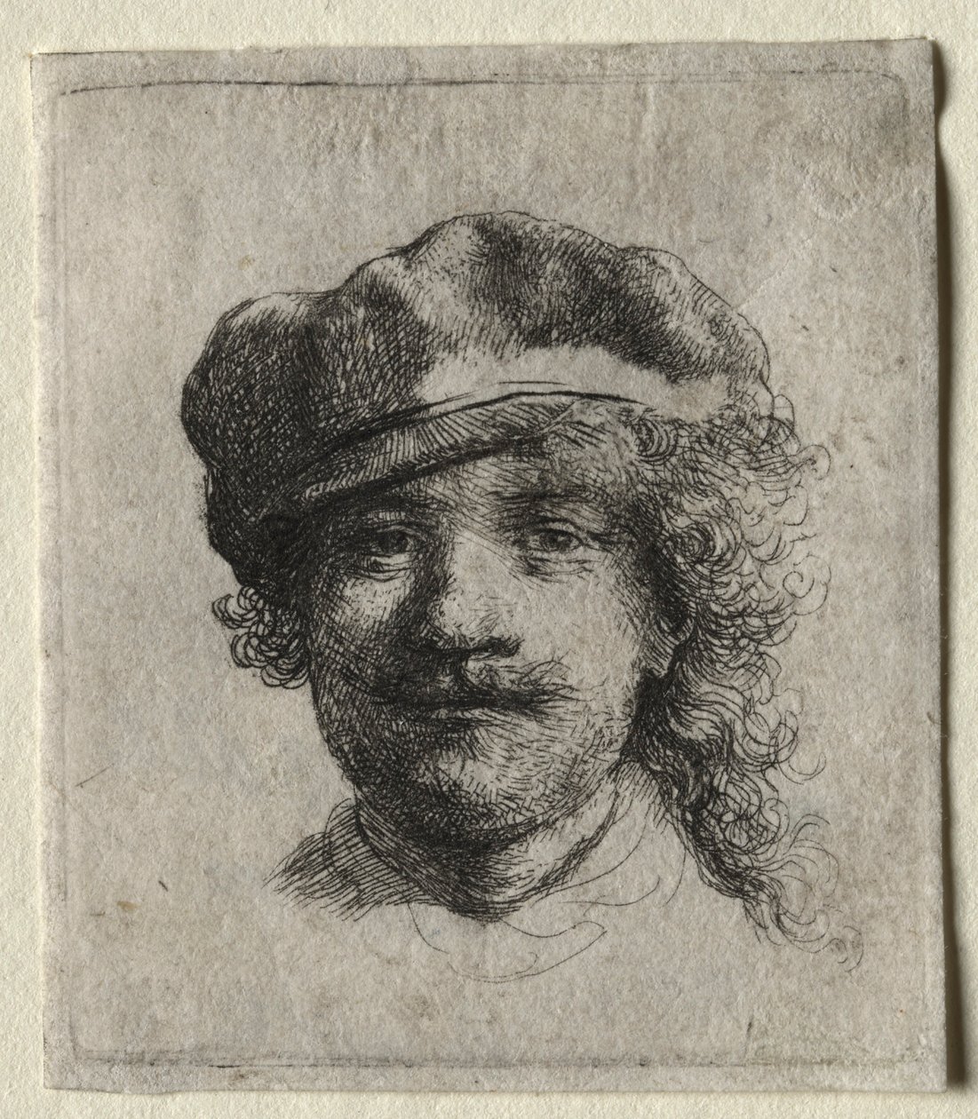 Självporträtt med en mjuk keps: hel ansikte, endast huvud, c. 1634. av Rembrandt van Rijn