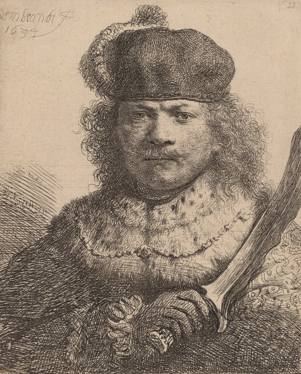 Självporträtt med upphöjd sabel, 1634. av Rembrandt van Rijn