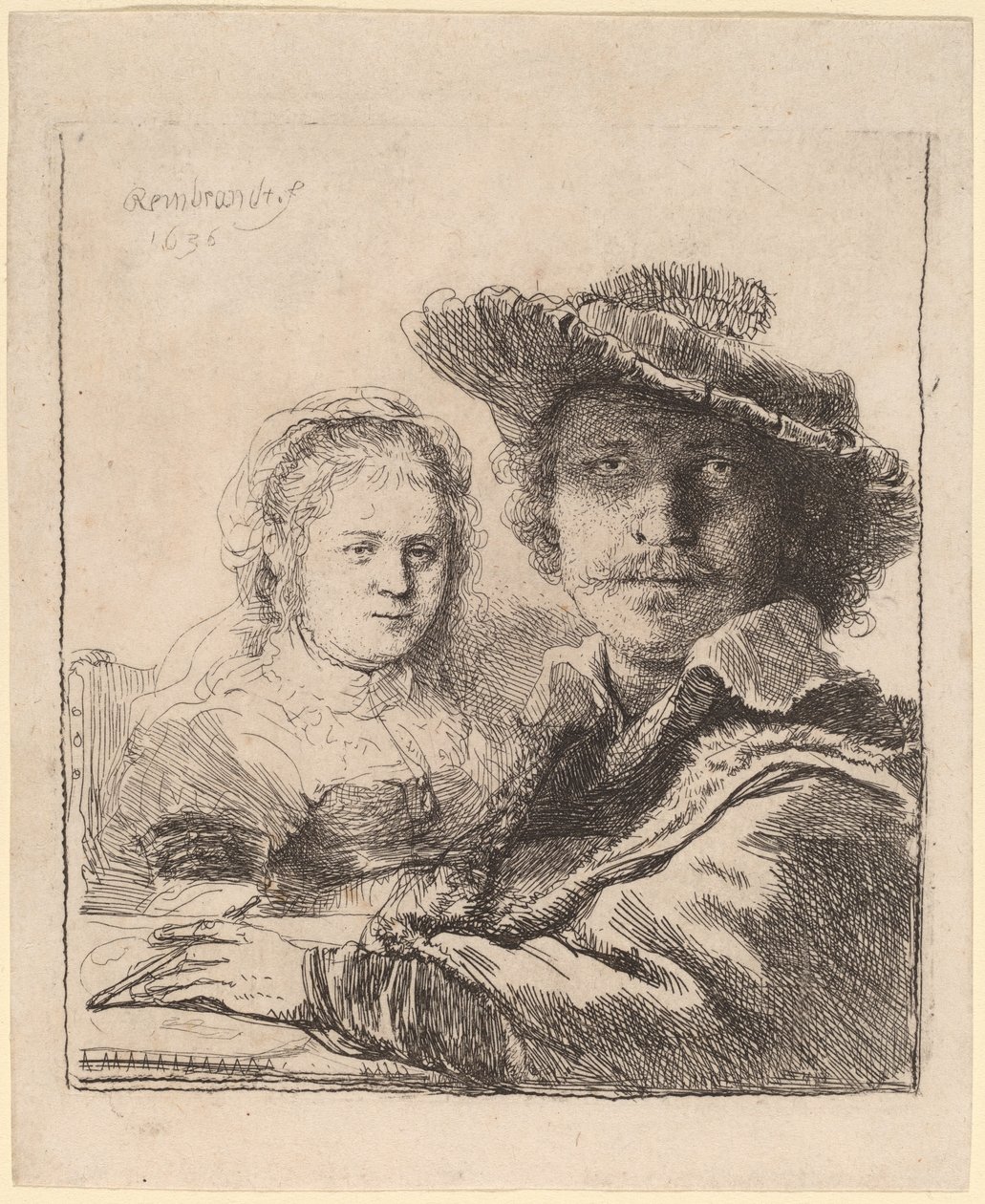 Självporträtt med Saskia av Rembrandt van Rijn