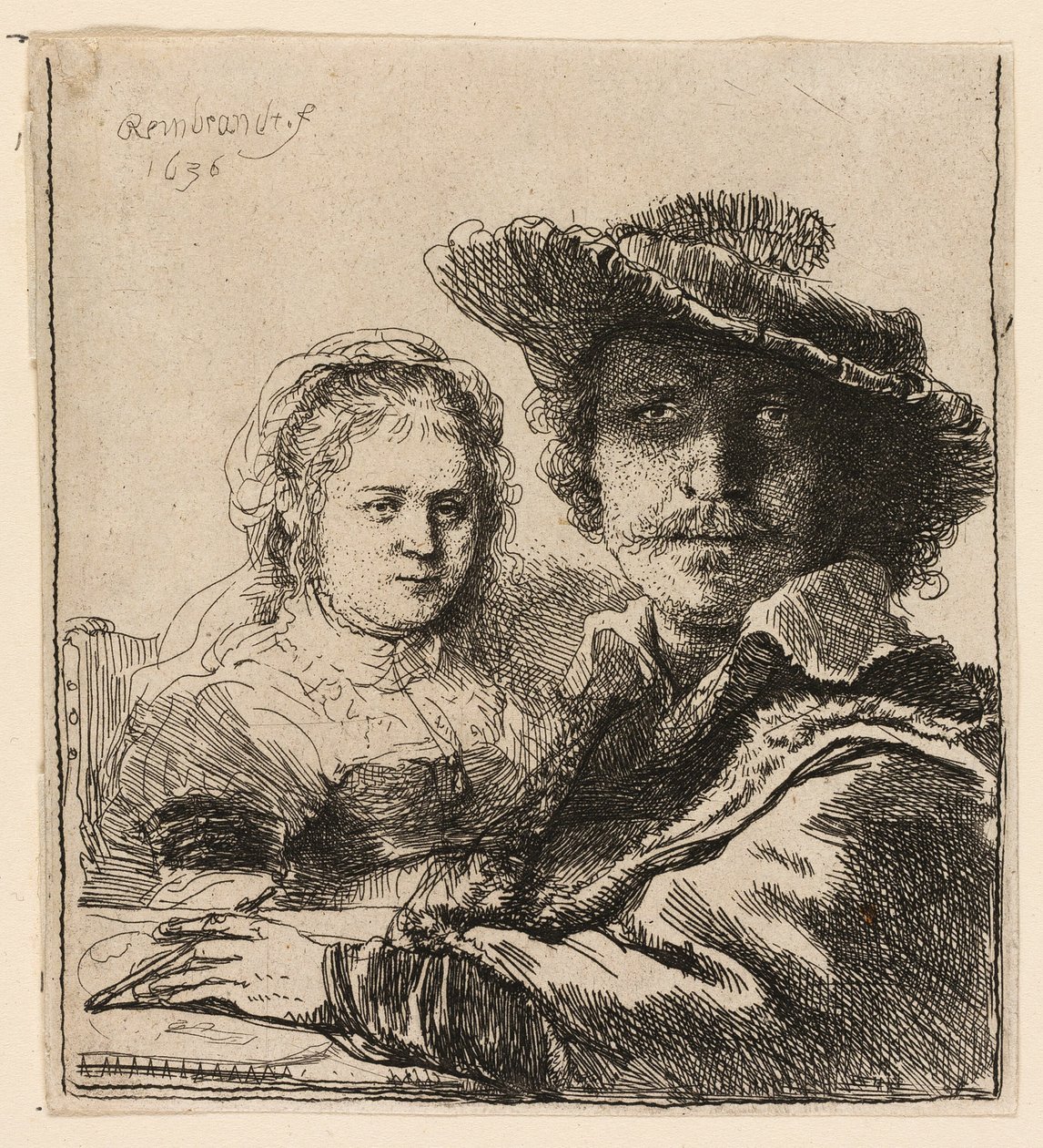 Självporträtt med Saskia av Rembrandt van Rijn