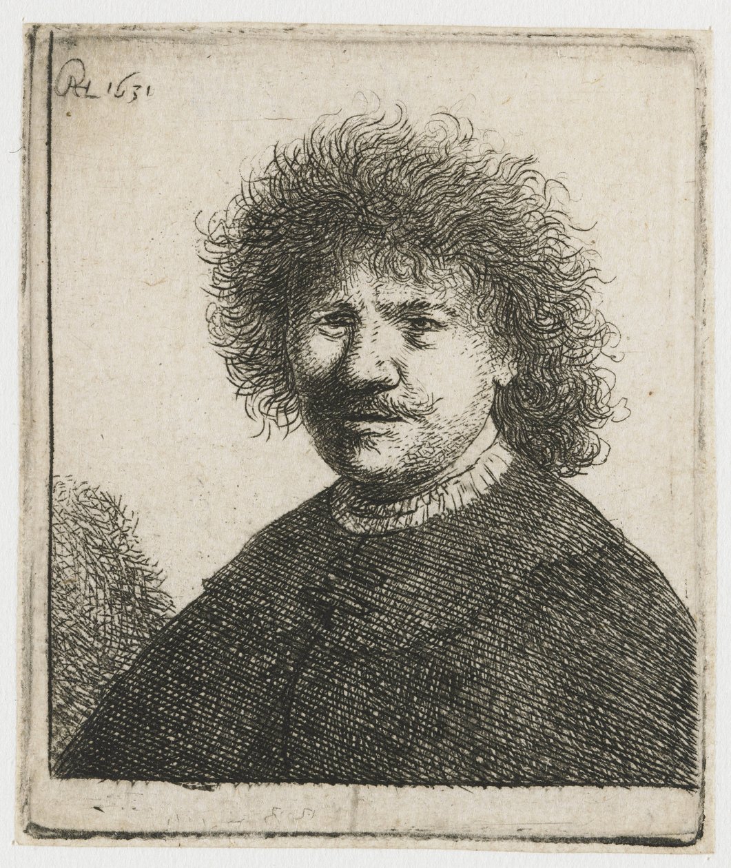 Självporträtt i kappa med fallande krage: byst av Rembrandt van Rijn