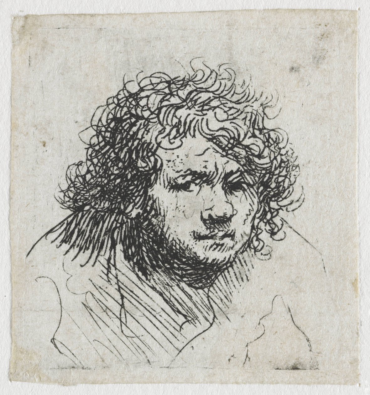 Självporträtt framåtlutad: byst av Rembrandt van Rijn