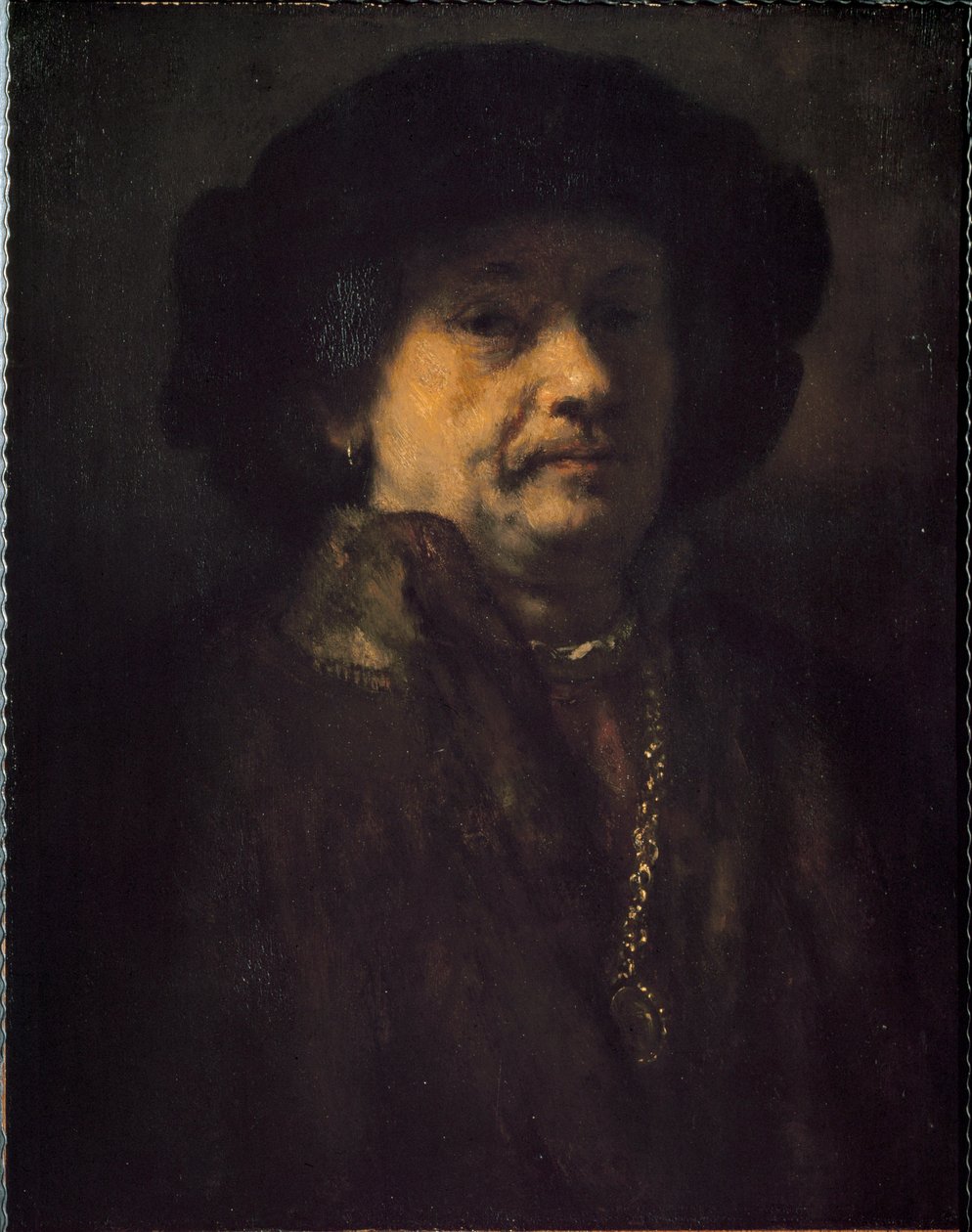 Självporträtt med örhänge och guldkedja (Målning av Rembrandt van Rijn