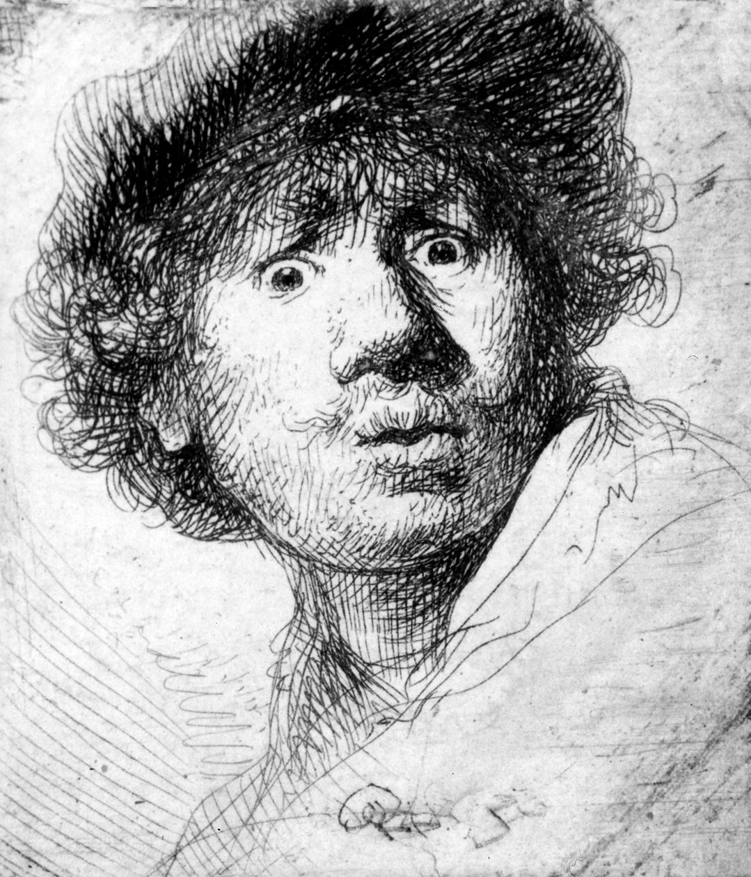 Självporträtt, 1630 (etsning) av Rembrandt van Rijn