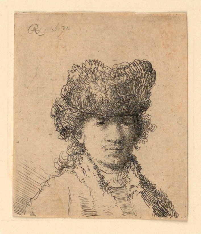 Självporträtt i en pälsmössa: Byst av Rembrandt van Rijn