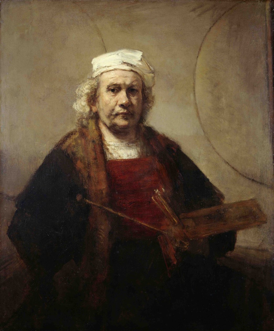 Självporträtt med två cirklar, ca 1665-1669 av Rembrandt van Rijn