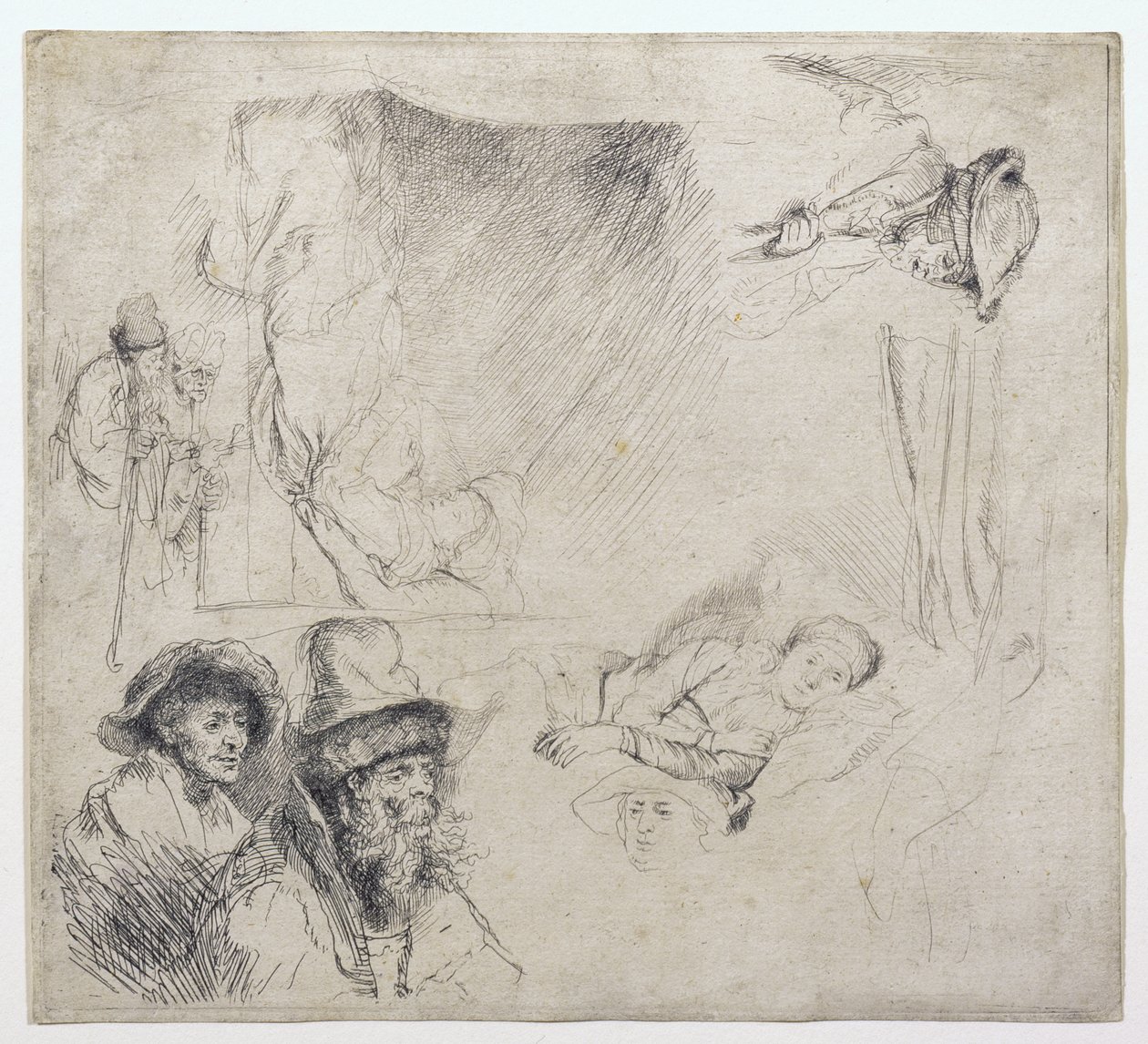 Studieark (med en kvinna som ligger sjuk i sängen) av Rembrandt van Rijn