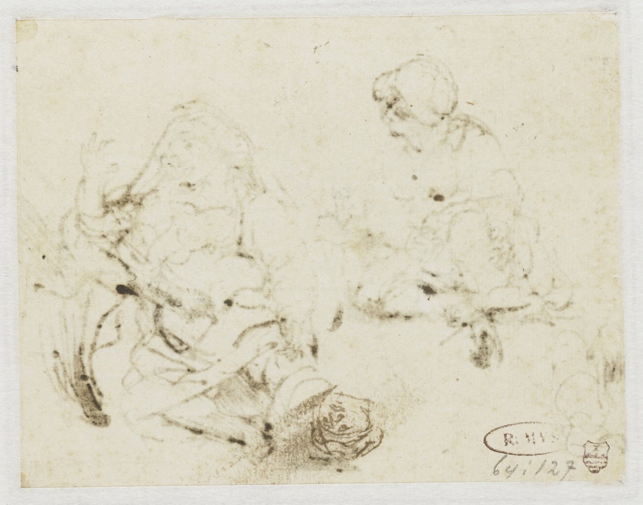 En liten studie av den sjuka kvinnans huvud av Rembrandt van Rijn