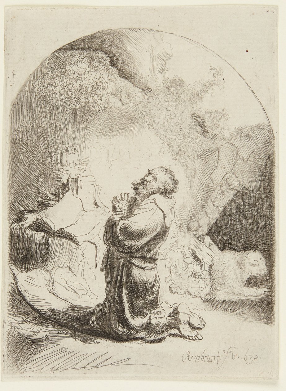 Den helige Hieronymus i bön av Rembrandt van Rijn