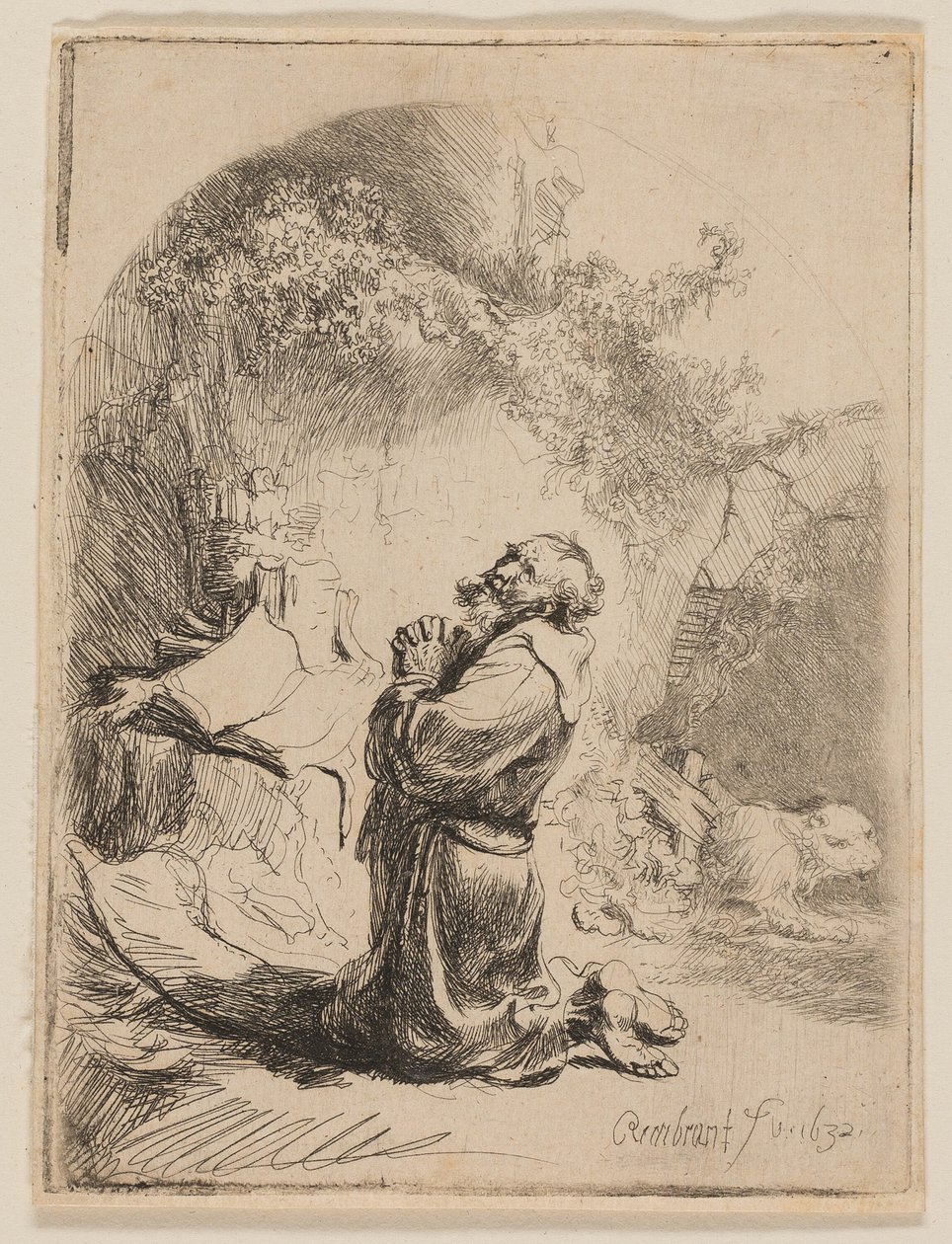 St. Hieronymus ber: välvd av Rembrandt van Rijn