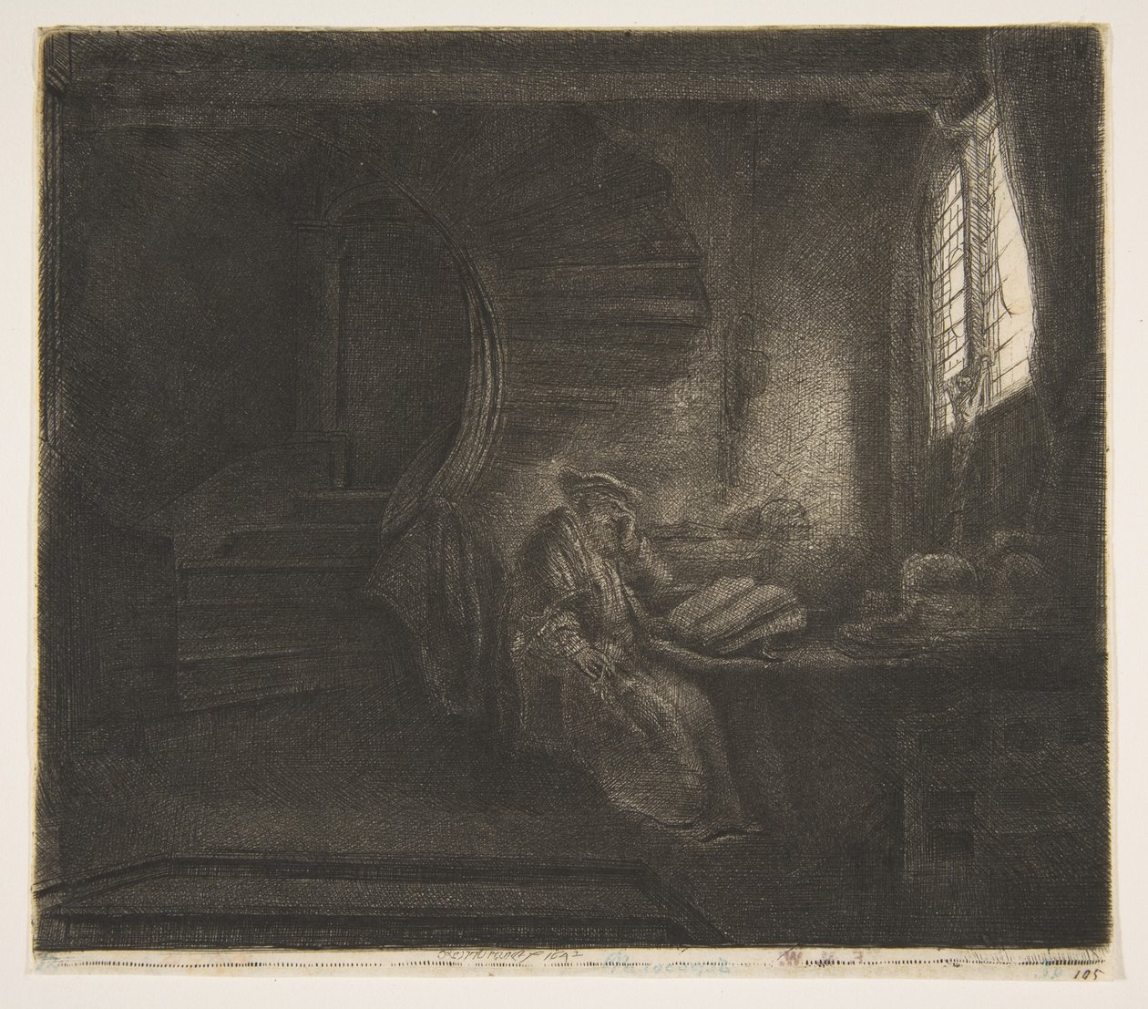 St. Hieronymus i en mörk kammare, 1642. av Rembrandt van Rijn