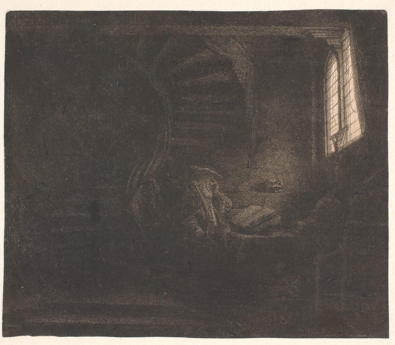 Den helige Hieronymus i ett mörkt rum av Rembrandt van Rijn