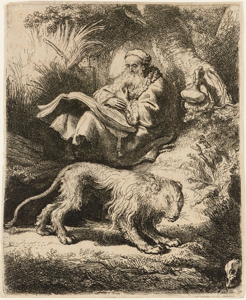 St Hieronymus läsning, 1634. av Rembrandt van Rijn