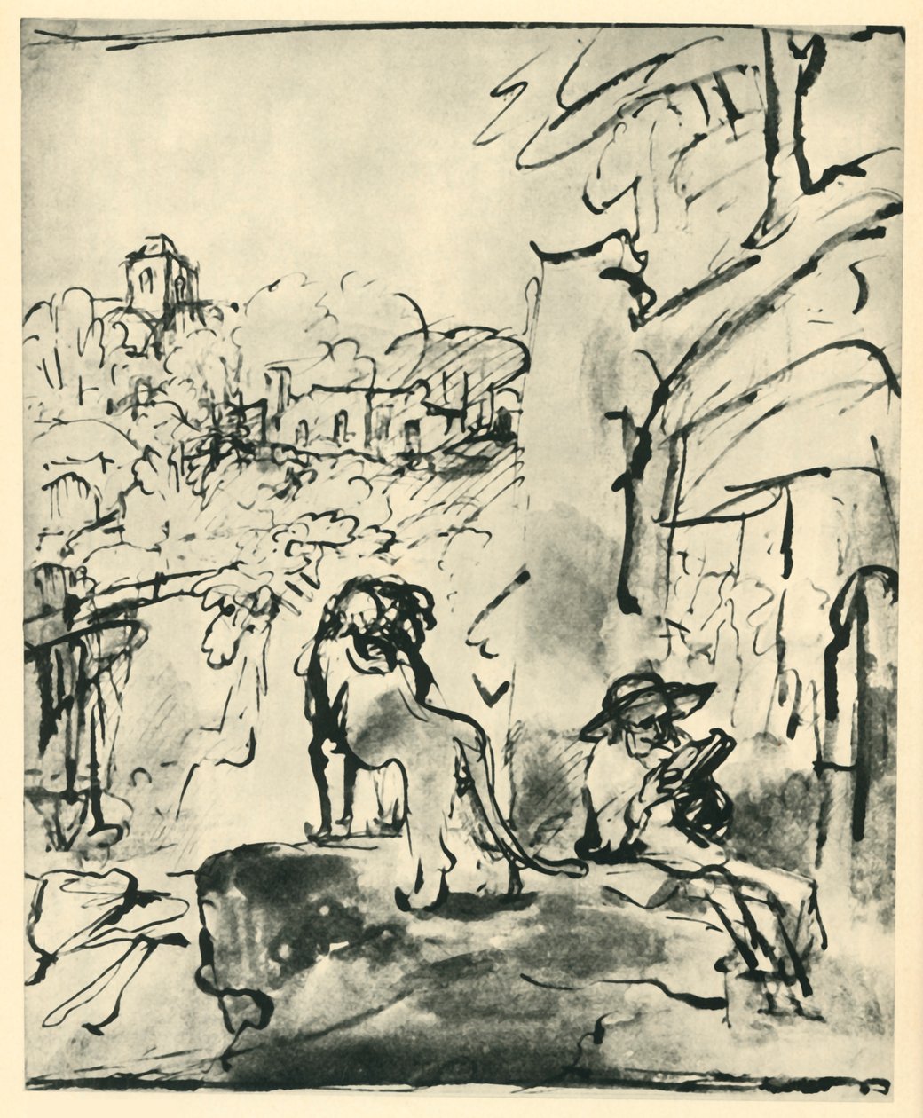 St Hieronymus läser i ett landskap, 1649, 1943. av Rembrandt van Rijn