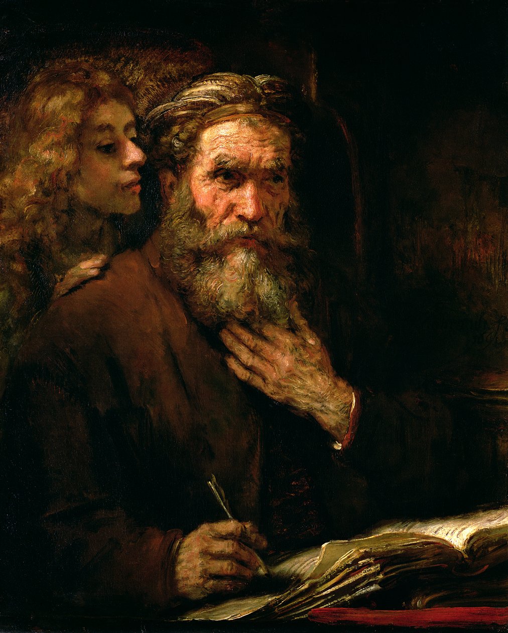 Matteus och ängeln, 1655-60 av Rembrandt van Rijn