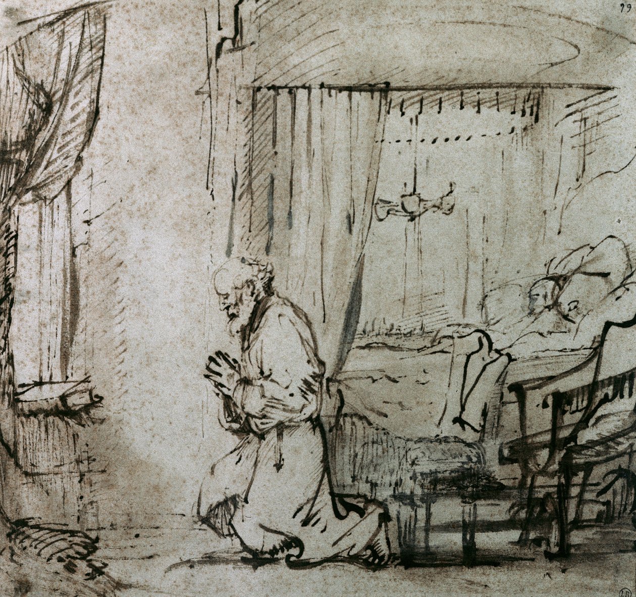 St Peters bön före upphöjelsen av Tabitha, c.1654-55 av Rembrandt van Rijn