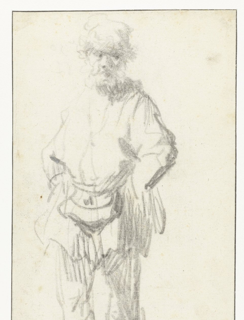 Stående man med en påse av Rembrandt van Rijn