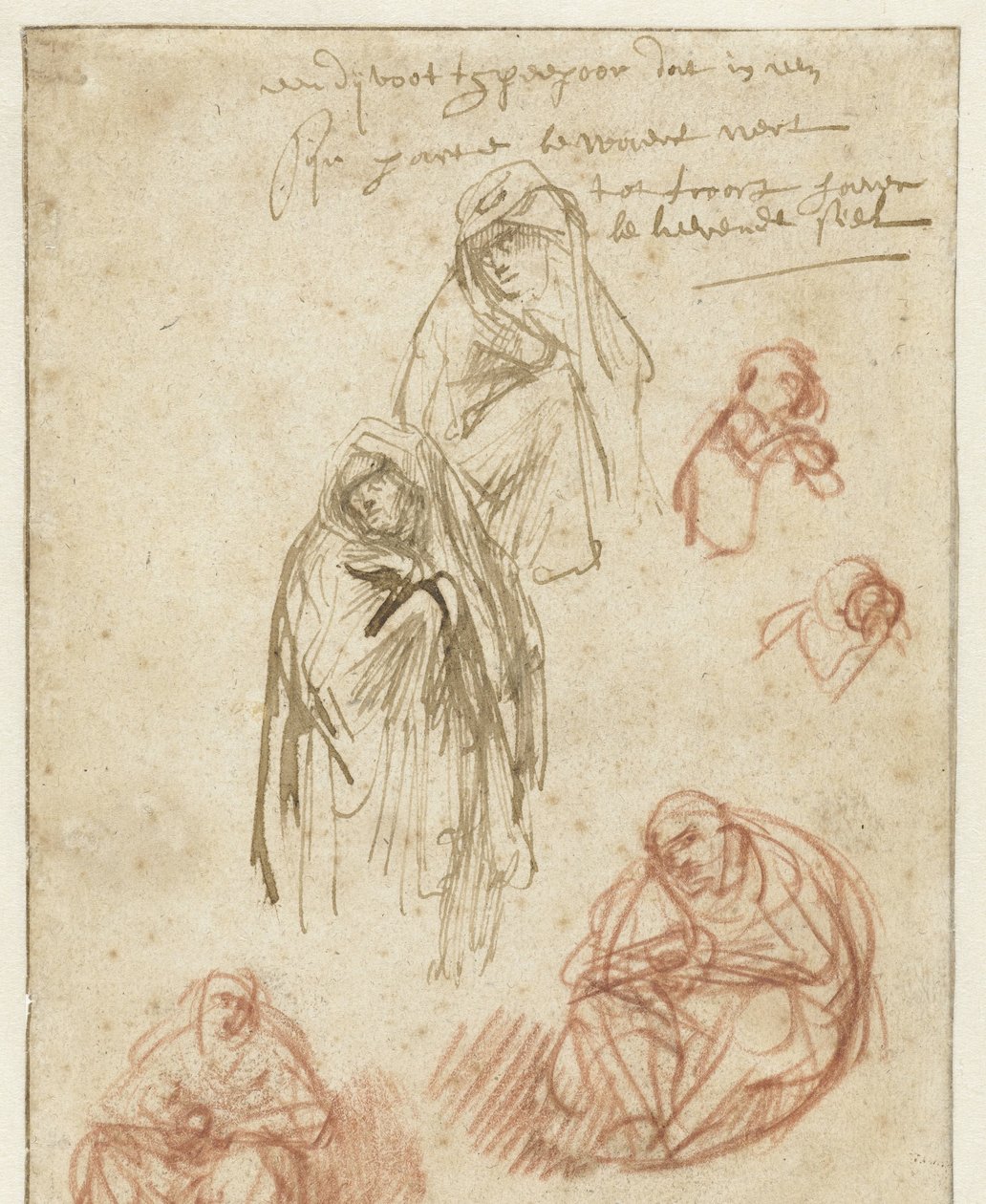 Studier av den sörjande Magdalen och Jungfrun av Rembrandt van Rijn