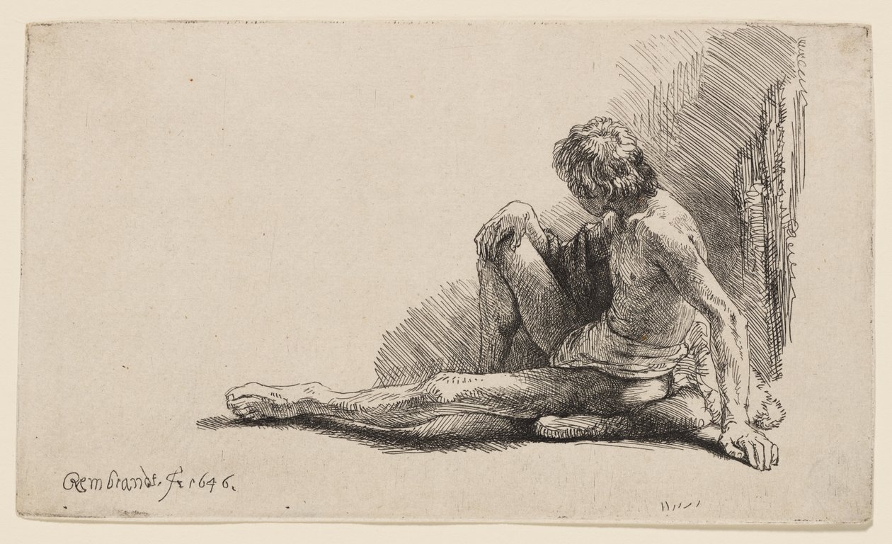 Studie efter nakenmodell av Rembrandt van Rijn