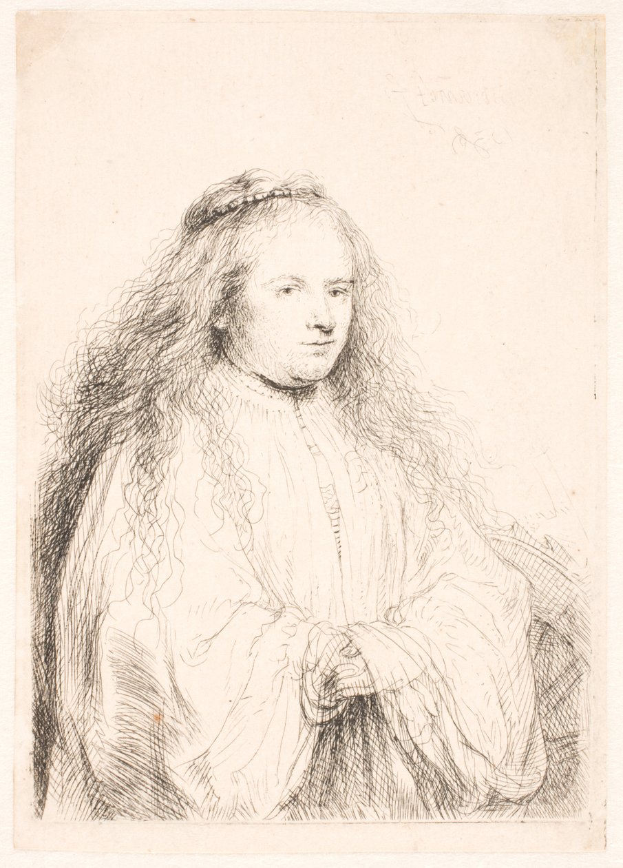 Studie av Saskia som en S. Catharine ("den lilla judiska bruden") av Rembrandt van Rijn