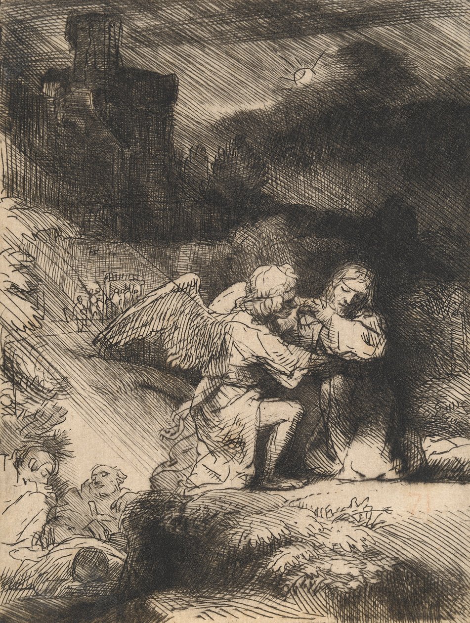 Agony in the garden, ca 1657 (etsning och torrnål) av Rembrandt van Rijn