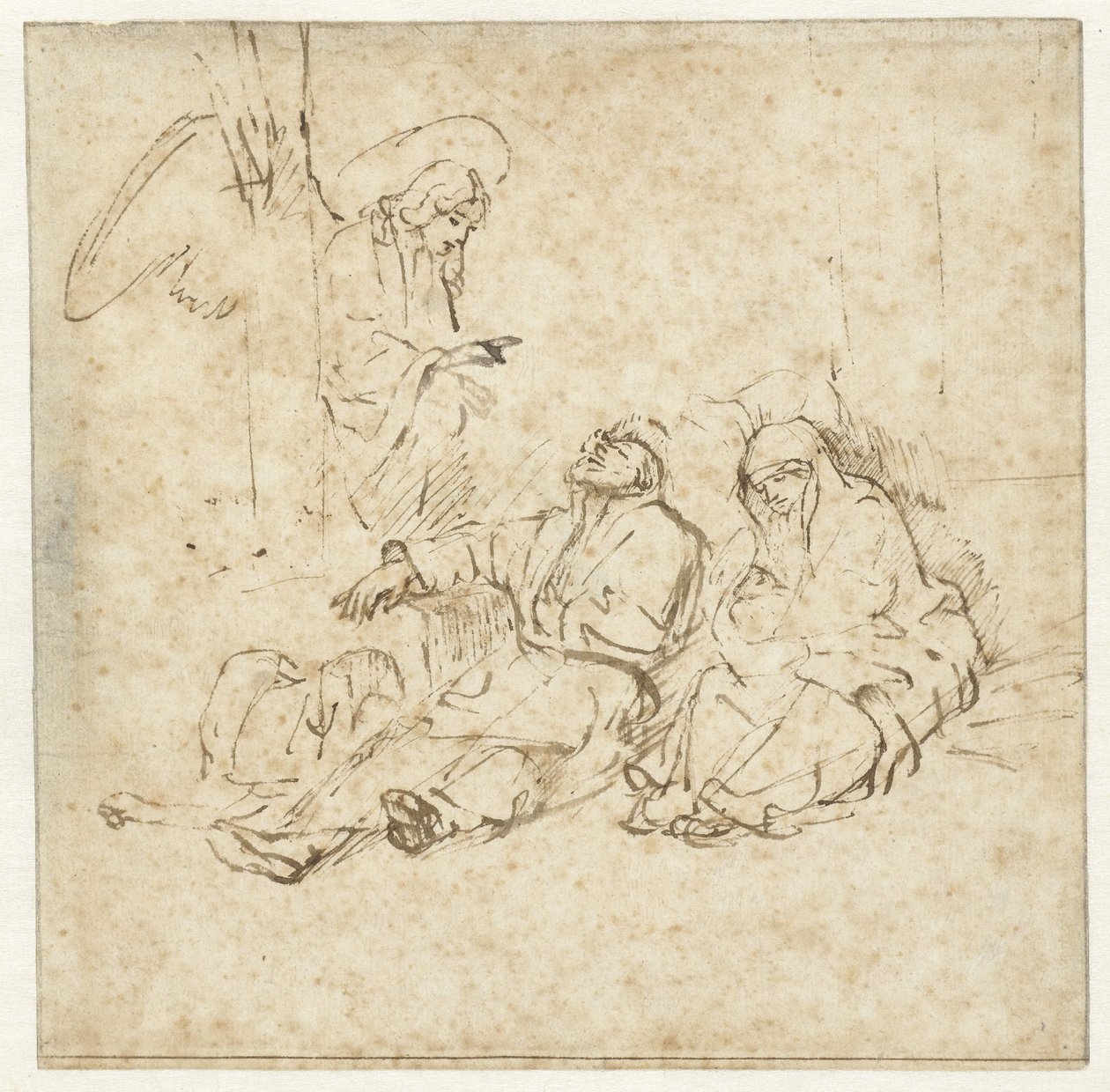 Ängeln som uppenbarade sig för Josef i hans dröm av Rembrandt van Rijn