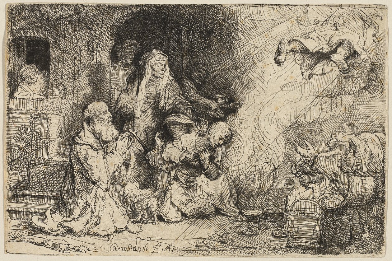 Ängeln som avgår från Tobias familj av Rembrandt van Rijn