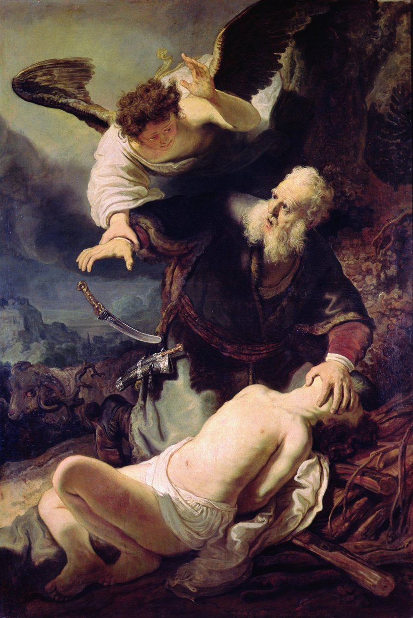 Ängeln som hindrar Abraham från att offra Isak, 1636 av Rembrandt van Rijn
