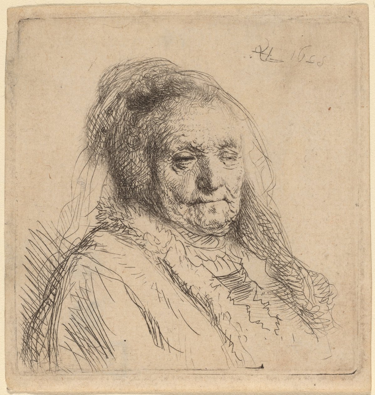Konstnärens mor, huvud och byst av Rembrandt van Rijn