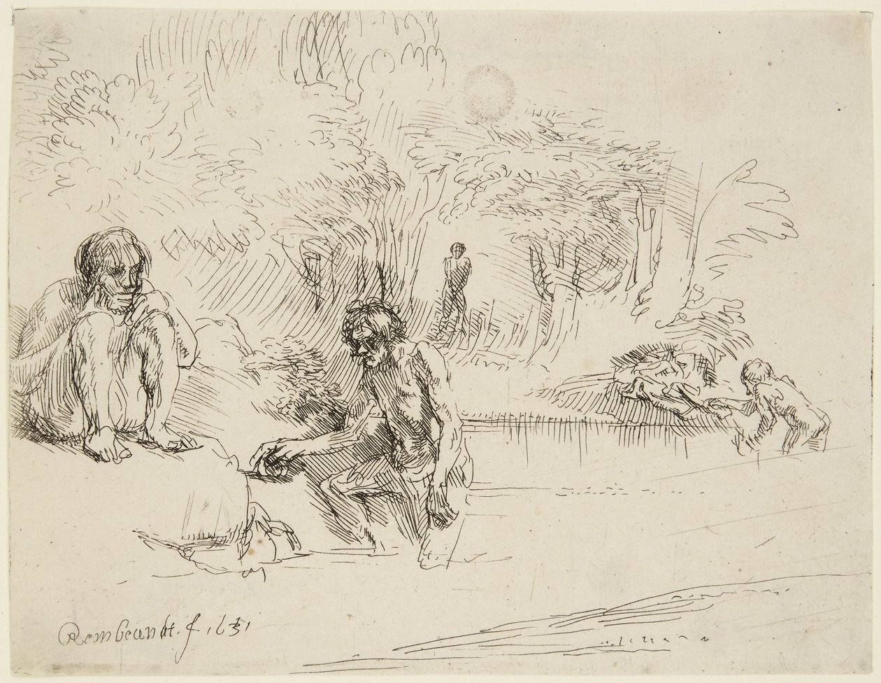 ”Badarna” (Bartsch 195; Hind 250 II) av Rembrandt van Rijn