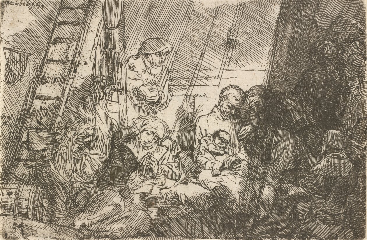 Omskärelsen i stallet, 1654. av Rembrandt van Rijn