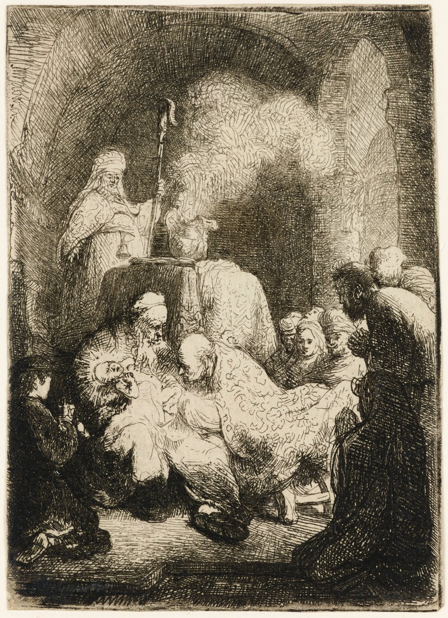 Omskärelsen: liten tallrik, 1630. av Rembrandt van Rijn