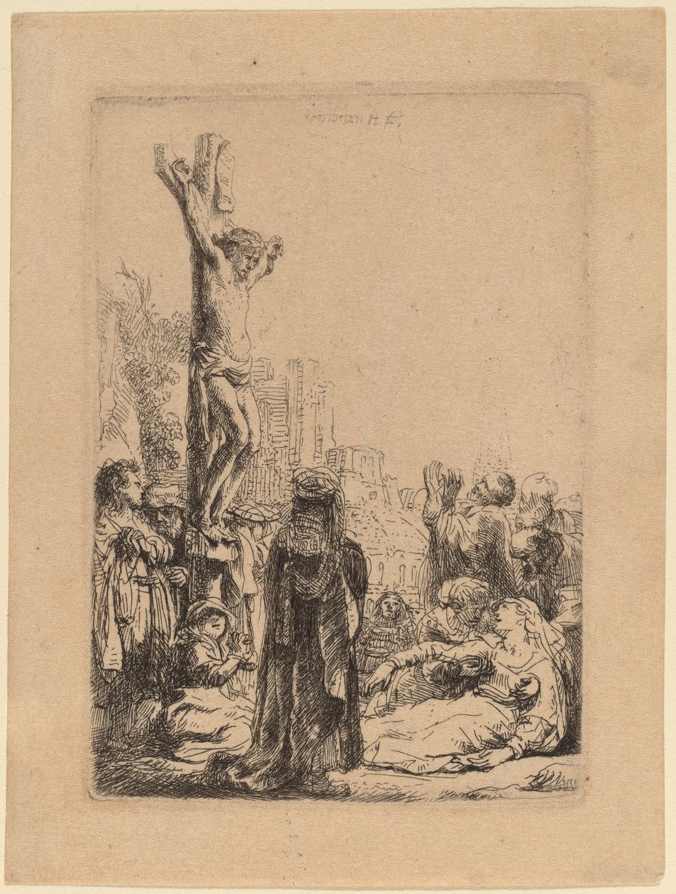 Korsfästelsen: Liten tallrik av Rembrandt van Rijn