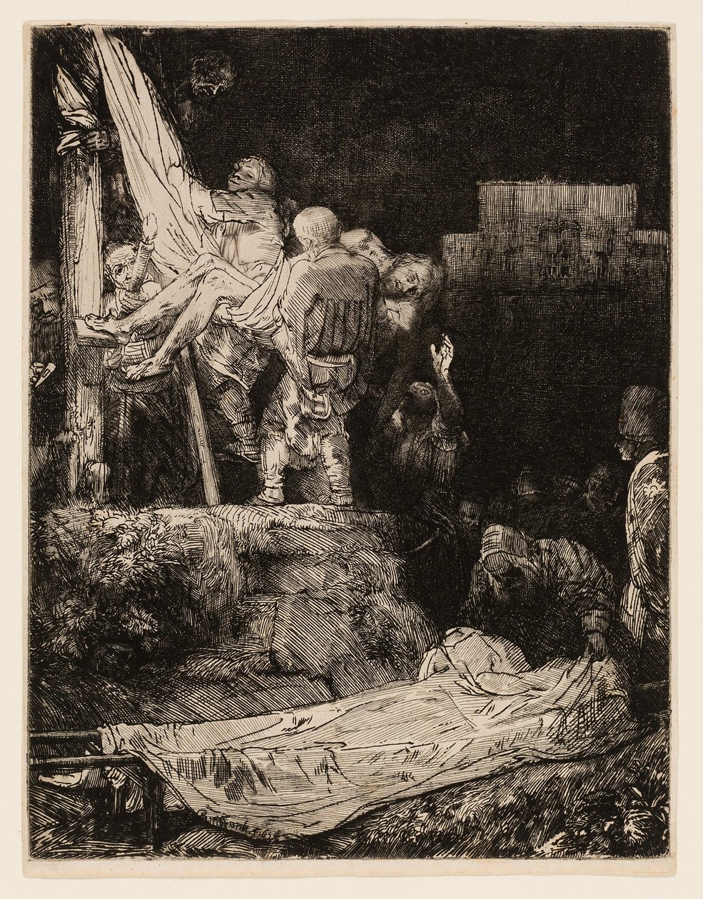Nedstigningen från korset med Torchlight av Rembrandt van Rijn
