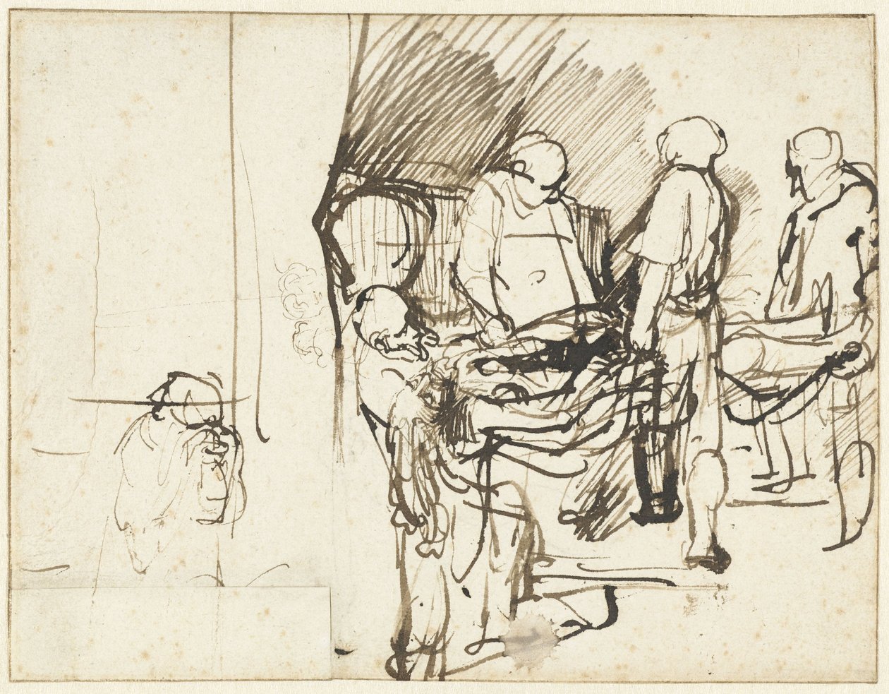 ”Begravningen”, över en skiss av en bödel av Rembrandt van Rijn