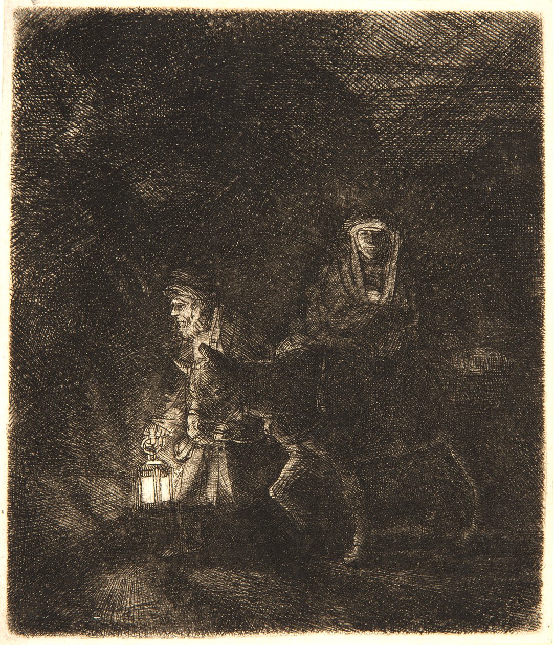 Flygningen till Egypten: A Night Piece av Rembrandt van Rijn