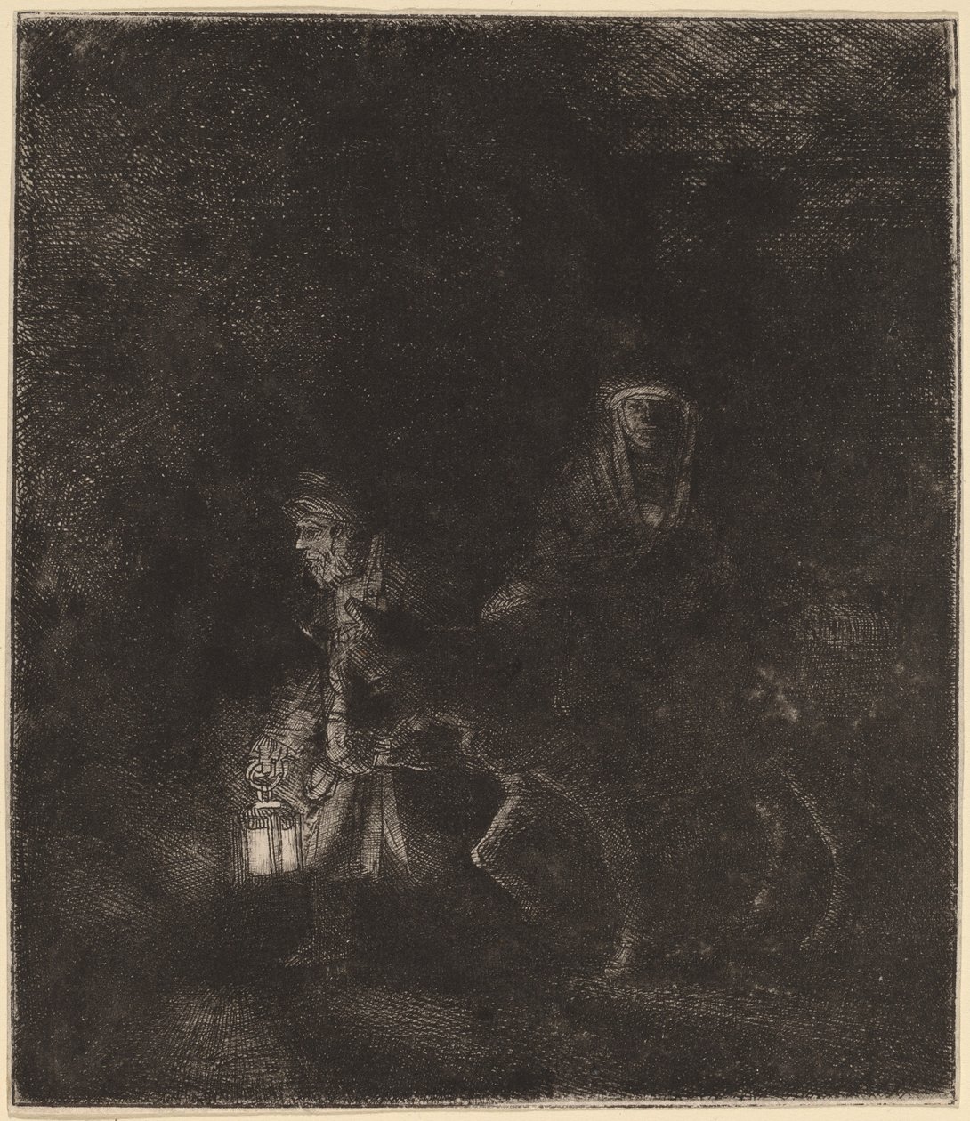 Flygningen till Egypten: ett nattstycke av Rembrandt van Rijn
