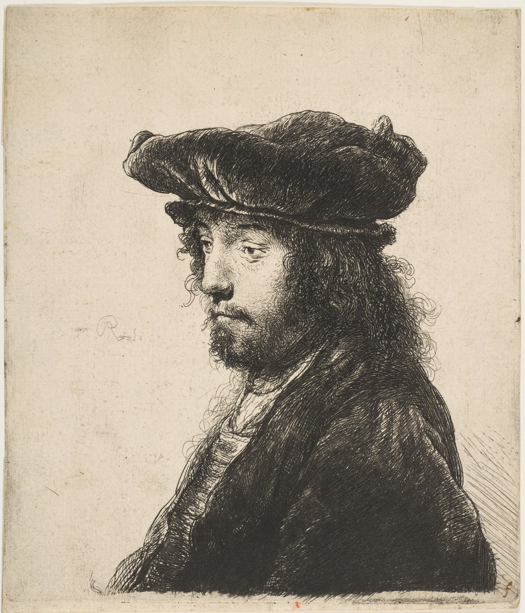 Det fjärde orientaliska huvudet, ca. 1635. av Rembrandt van Rijn
