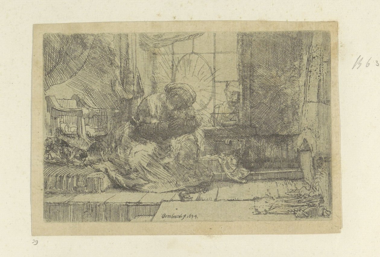 Den heliga familjen med katten och ormen av Rembrandt van Rijn