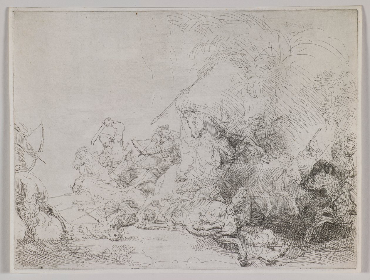 Den stora lejonjakten av Rembrandt van Rijn