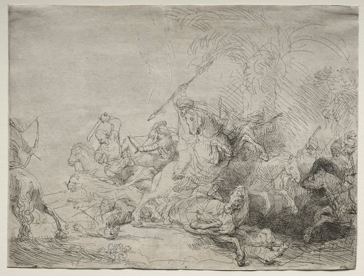 Den stora lejonjakten, 1641. av Rembrandt van Rijn