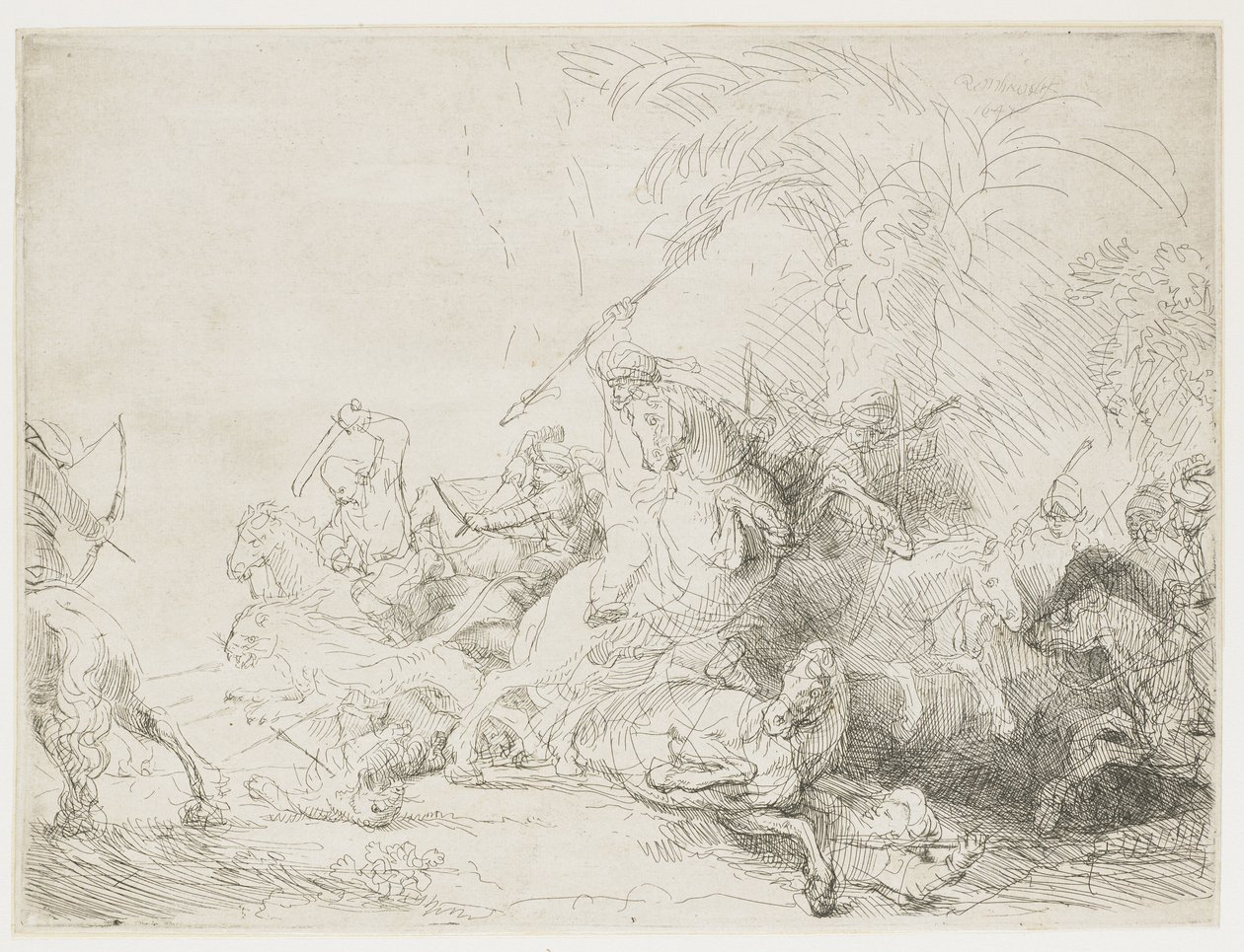 Den stora lejonjakten, 1641 av Rembrandt van Rijn